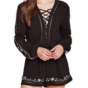 Long sleeve embroidered romper